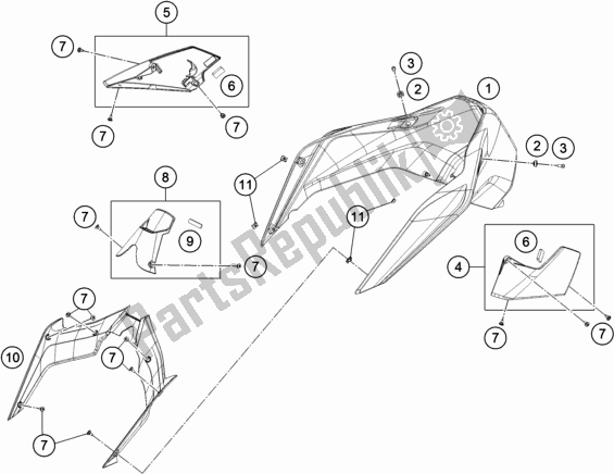 Todas las partes para Cubrir de KTM 790 Duke Black EU 2018