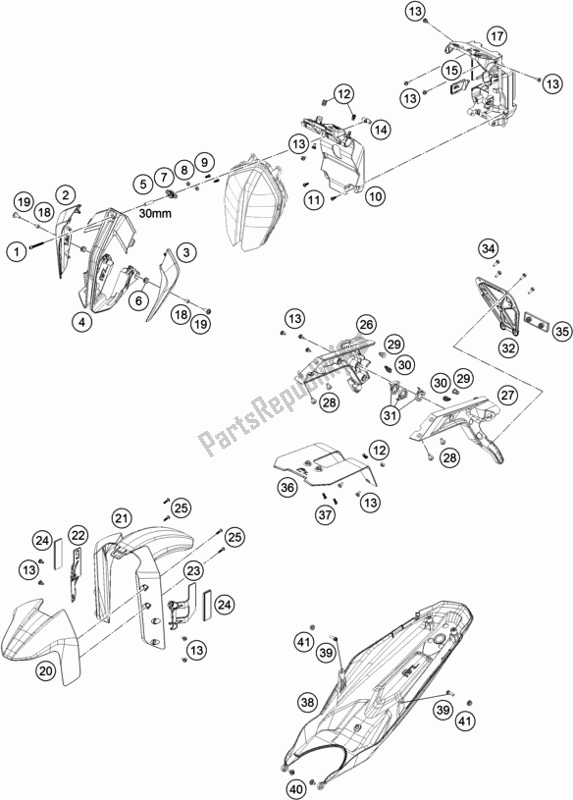 Tutte le parti per il Maschera, Parafanghi del KTM 790 Duke Black EU 2018