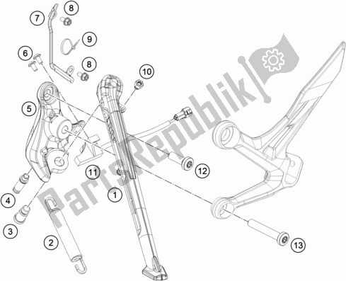 Tutte le parti per il Cavalletto Laterale / Centrale del KTM 790 Duke Black EU 2018