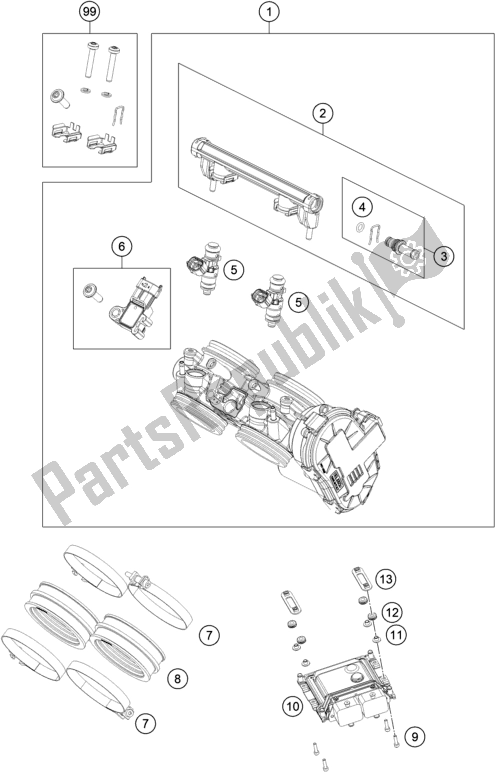 Todas las partes para Cuerpo Del Acelerador de KTM 790 Duke Black EU 2018