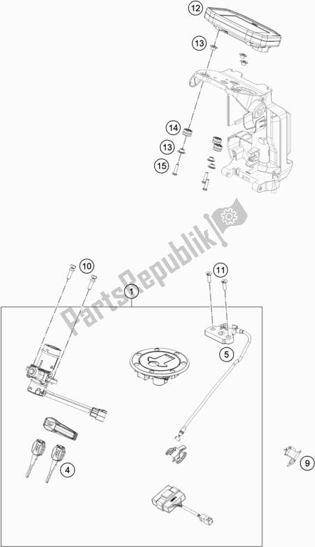 Todas las partes para Instrumentos / Sistema De Bloqueo de KTM 790 Duke Black EU 2019