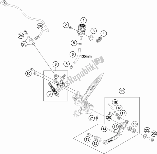 Toutes les pièces pour le Commande De Frein Arrière du KTM 790 Duke Black EU 2019