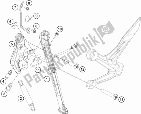 All parts for the Side / Center Stand of the KTM 790 Duke Black EU 2019