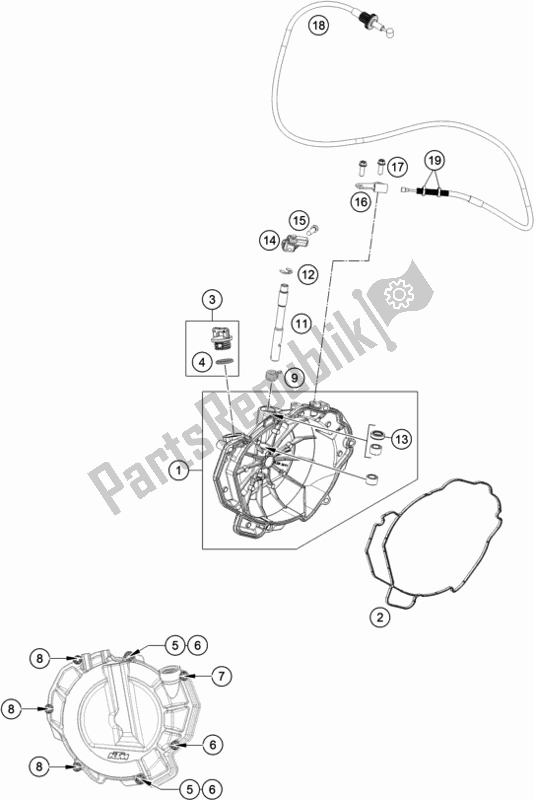 Toutes les pièces pour le Couvercle D'embrayage du KTM 790 Duke Black US 2019