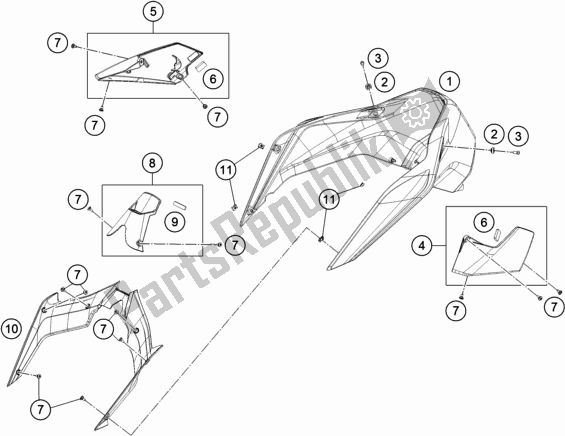 All parts for the Cover of the KTM 790 Duke Black US 2019