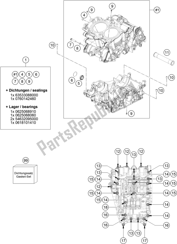 Toutes les pièces pour le Carter Moteur du KTM 790 Duke Black US 2019