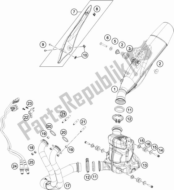 Tutte le parti per il Impianto Di Scarico del KTM 790 Duke Black US 2019