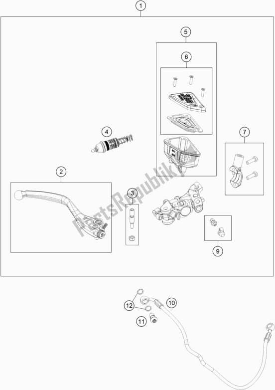 All parts for the Front Brake Control of the KTM 790 Duke Black US 2019