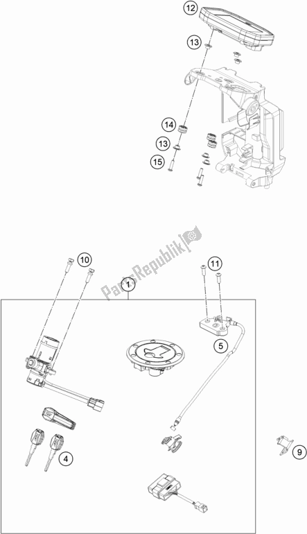 Todas las partes para Instrumentos / Sistema De Bloqueo de KTM 790 Duke Black US 2019