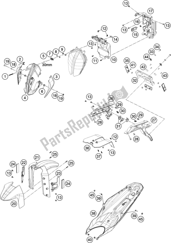 All parts for the Mask, Fenders of the KTM 790 Duke Black US 2019