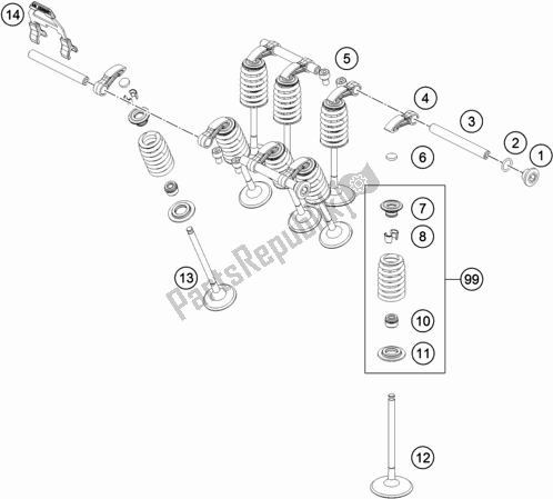 Tutte le parti per il Azionamento Della Valvola del KTM 790 Duke Black US 2019