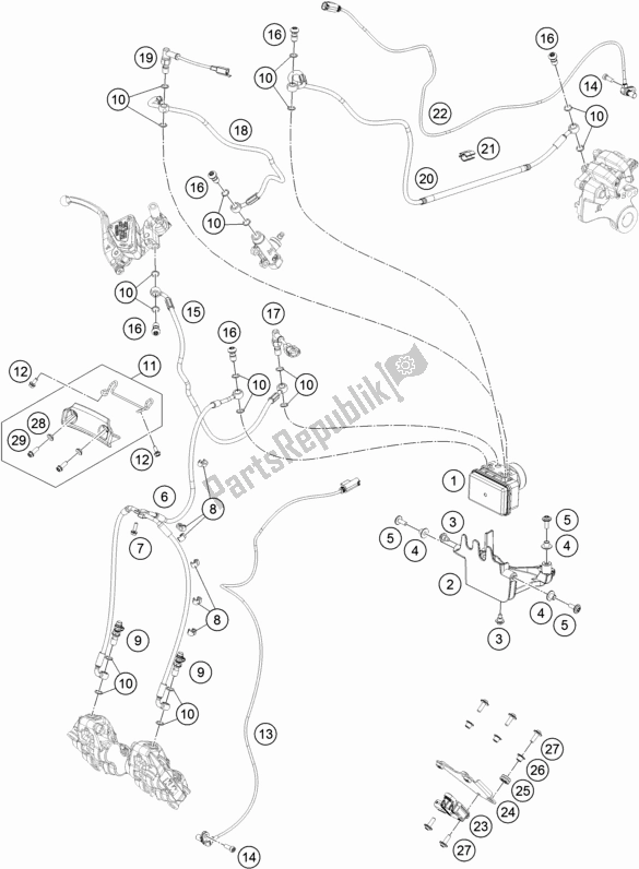 Tutte le parti per il Sistema Antibloccaggio Abs del KTM 790 Duke CKD Orange 2019