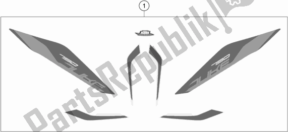 Tutte le parti per il Decalcomania del KTM 790 Duke CKD Orange 2019