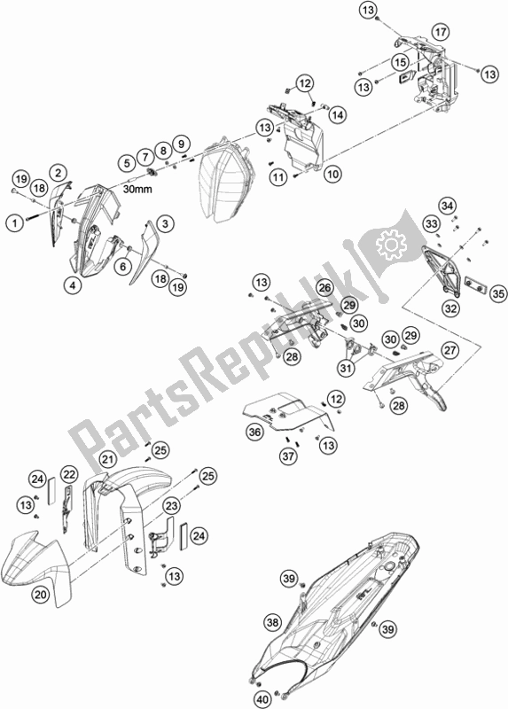 Tutte le parti per il Maschera, Parafanghi del KTM 790 Duke CKD Orange 2019