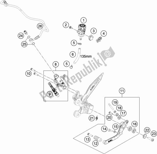 Todas as partes de Controle De Freio Traseiro do KTM 790 Duke CKD Orange 2019