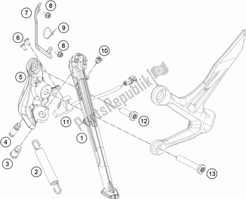 All parts for the Side / Center Stand of the KTM 790 Duke CKD Orange 2019