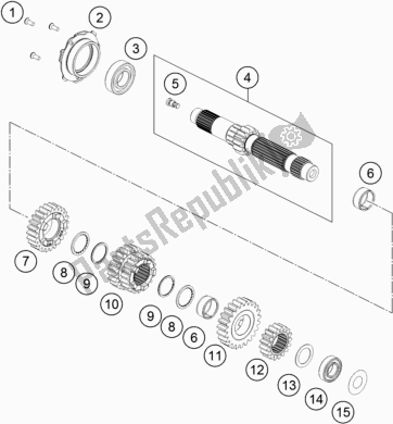 All parts for the Transmission I - Main Shaft of the KTM 790 Duke CKD Orange 2019