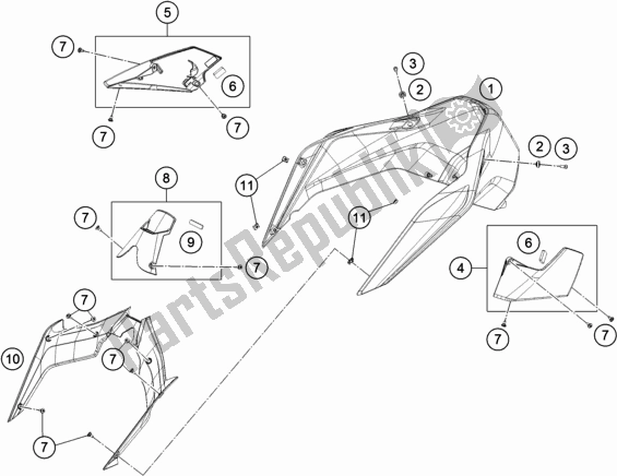 Toutes les pièces pour le Couverture du KTM 790 Duke,orange 2020