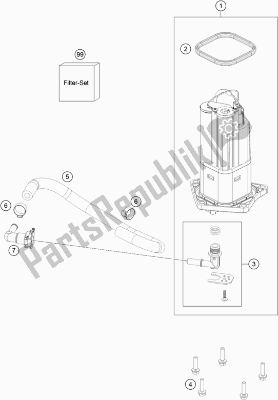 All parts for the Fuel Pump of the KTM 790 Duke,orange 2020