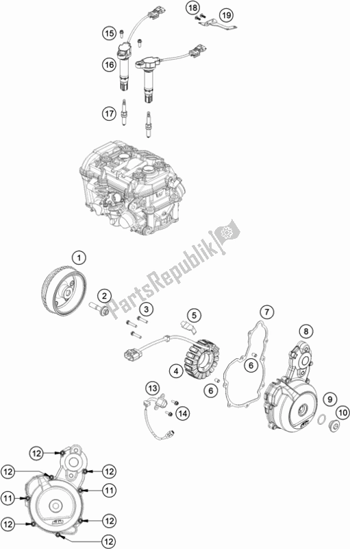 All parts for the Ignition System of the KTM 790 Duke,orange 2020