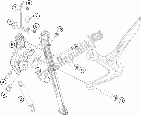 Toutes les pièces pour le Béquille Latérale / Centrale du KTM 790 Duke,orange 2020