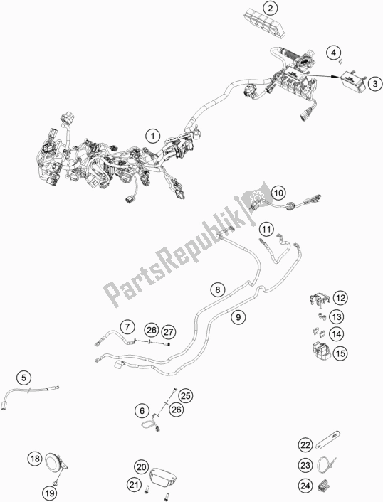 All parts for the Wiring Harness of the KTM 790 Duke,orange 2020
