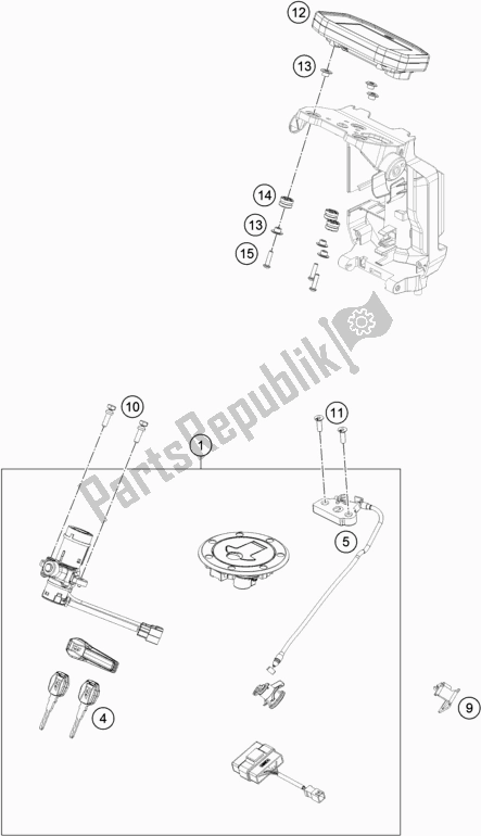 All parts for the Instruments / Lock System of the KTM 790 Duke Orange EU 2018