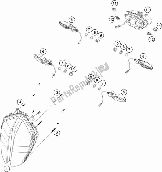 All parts for the Lighting System of the KTM 790 Duke Orange EU 2018