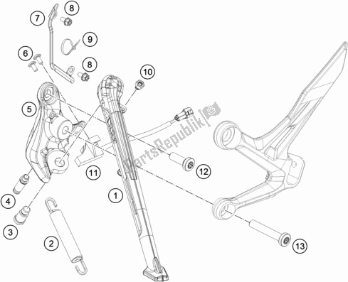 All parts for the Side / Center Stand of the KTM 790 Duke Orange EU 2018