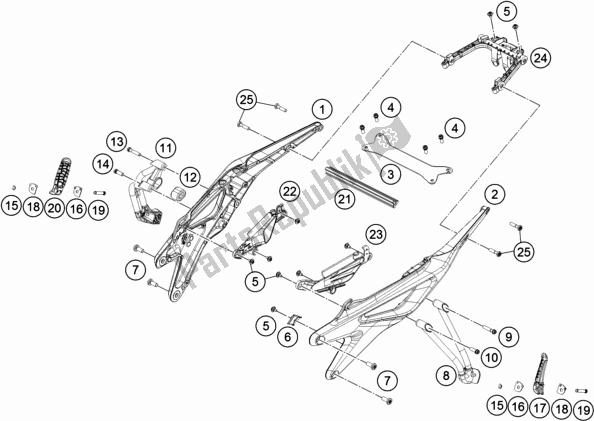 All parts for the Subframe of the KTM 790 Duke Orange EU 2018