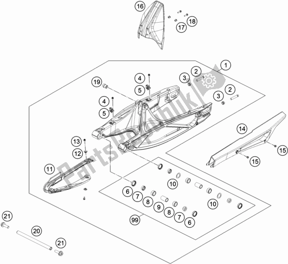 Tutte le parti per il Forcellone del KTM 790 Duke Orange EU 2018