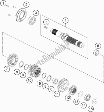 All parts for the Transmission I - Main Shaft of the KTM 790 Duke Orange EU 2018