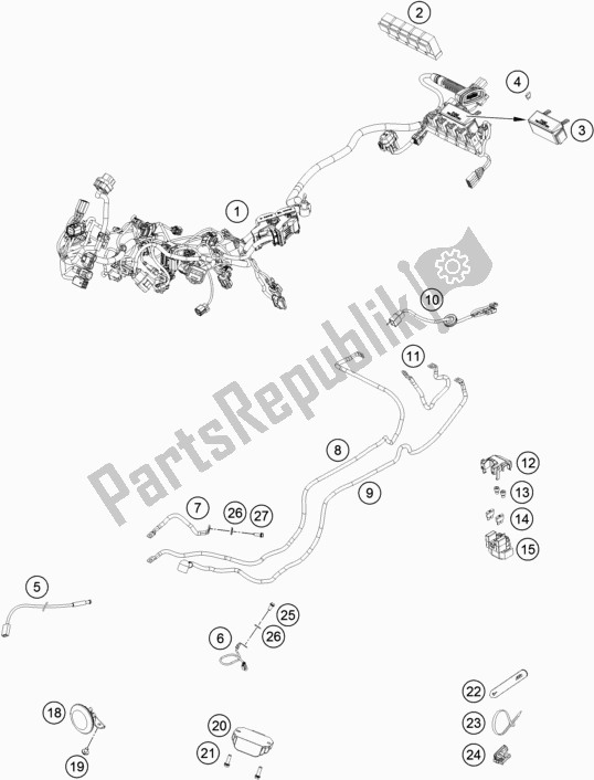 All parts for the Wiring Harness of the KTM 790 Duke Orange EU 2018