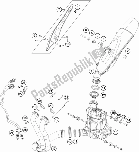 Todas as partes de Sistema De Exaustão do KTM 790 Duke Orange EU 2019