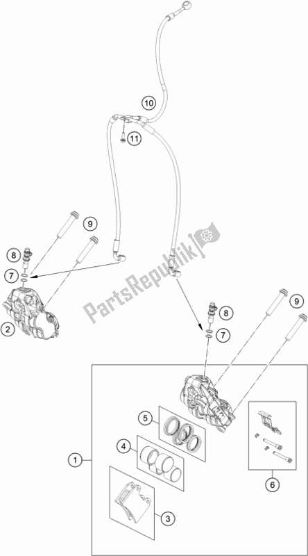 All parts for the Front Brake Caliper of the KTM 790 Duke Orange EU 2019