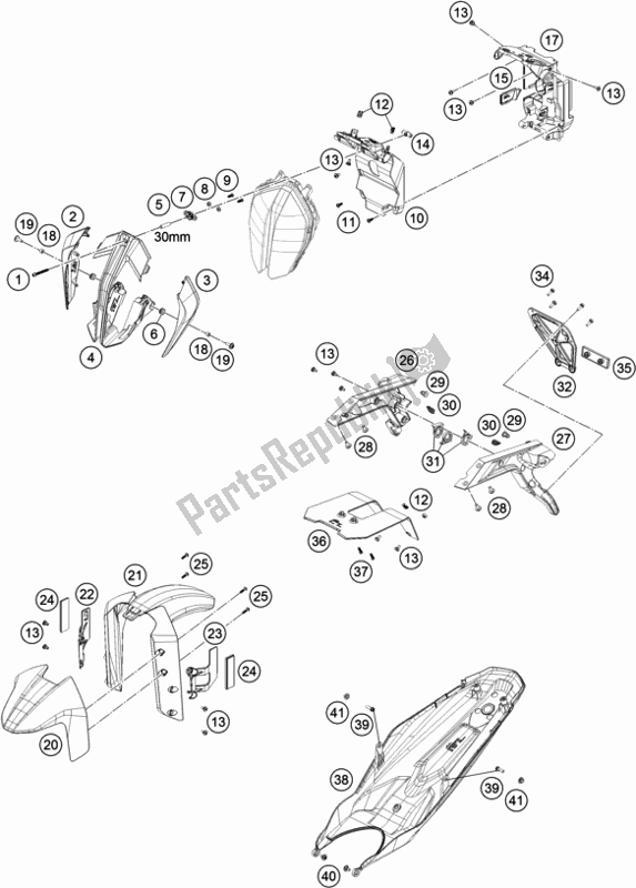 Tutte le parti per il Maschera, Parafanghi del KTM 790 Duke Orange EU 2019