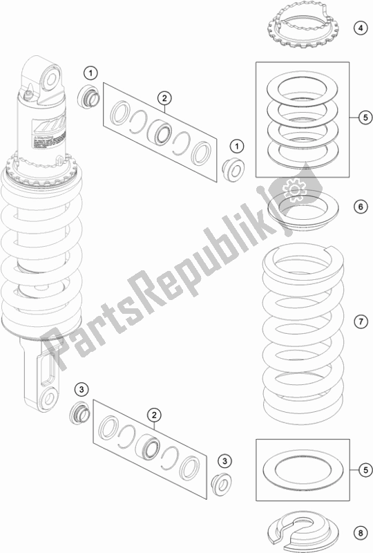 Tutte le parti per il Ammortizzatore Smontato del KTM 790 Duke Orange EU 2019