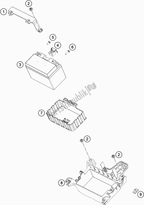 Todas as partes de Bateria do KTM 790 Duke Orange US 2019