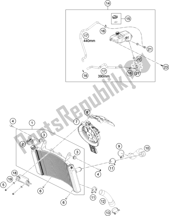 Todas las partes para Sistema De Refrigeración de KTM 790 Duke Orange US 2019