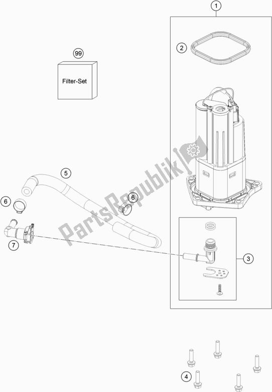 Todas as partes de Bomba De Combustivel do KTM 790 Duke Orange US 2019