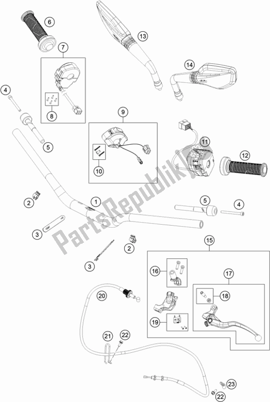 Toutes les pièces pour le Guidon, Commandes du KTM 790 Duke Orange US 2019