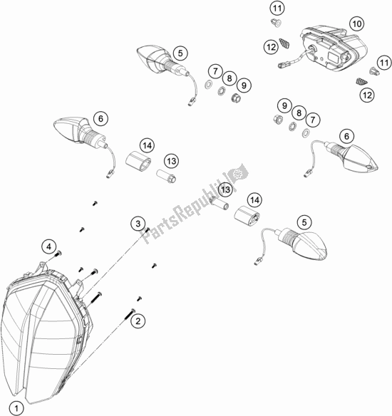 Tutte le parti per il Sistema Di Illuminazione del KTM 790 Duke Orange US 2019