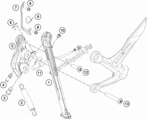 All parts for the Side / Center Stand of the KTM 790 Duke Orange US 2019