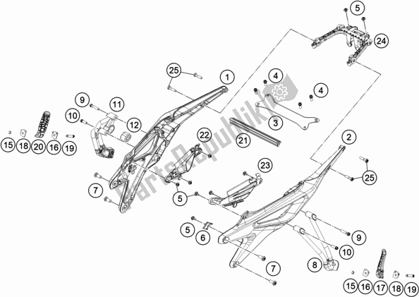 Alle onderdelen voor de Subframe van de KTM 790 Duke Orange US 2019