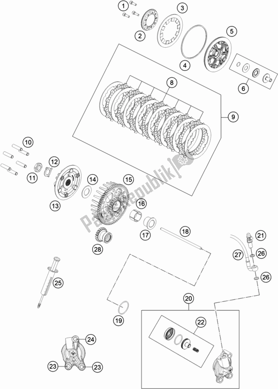 Alle onderdelen voor de Koppeling van de KTM 85 SX 17/ 14 2018