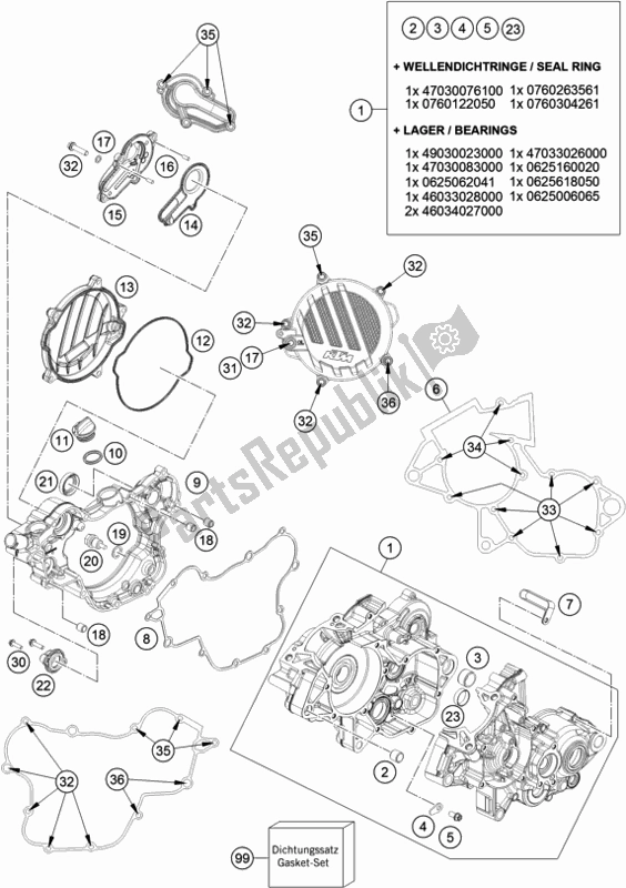 Alle onderdelen voor de Motorhuis van de KTM 85 SX 17/ 14 2018
