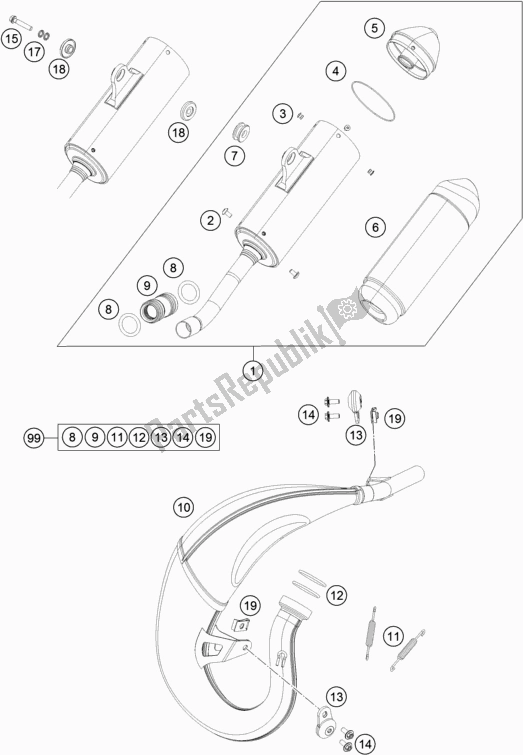 Todas las partes para Sistema De Escape de KTM 85 SX 17/ 14 2018