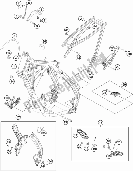 All parts for the Frame of the KTM 85 SX 17/ 14 2018