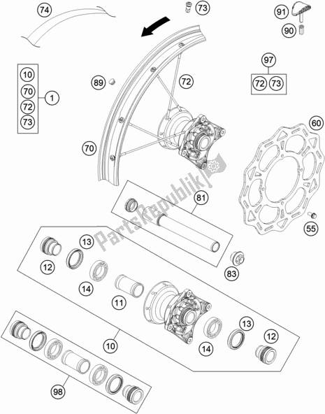 Tutte le parti per il Ruota Anteriore del KTM 85 SX 17/ 14 2018