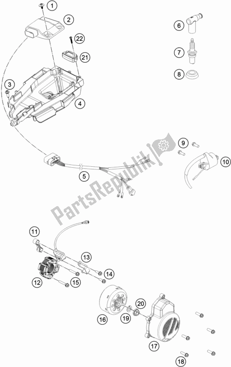 Alle onderdelen voor de Ontbrandingssysteem van de KTM 85 SX 17/ 14 2018